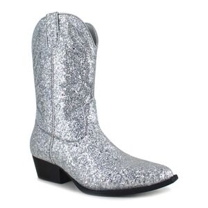 Portland Boot Company Olympia Glitter Western Boot Silver Glitter Size 8.5